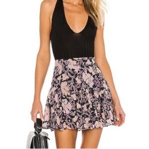 Free People End of the Island Floral Cotton Skirt Black Motif Size 10